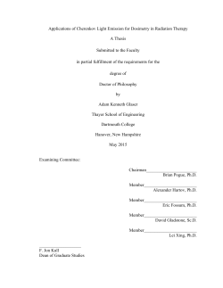Applications of Cherenkov Light Emission for Dosimetry in Radiation