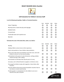 READY READERS Skills Checklist Self