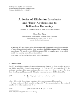 A Series of K&auml;hlerian Invariants and Their Applications to