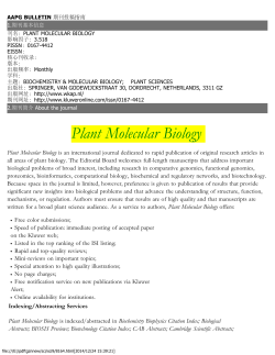 Plant Molecular Biology
