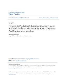 Personality Predictors Of Academic Achievement In Gifted Students