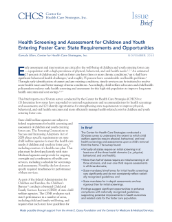 Health Screening and Assessment for Children and Youth Entering