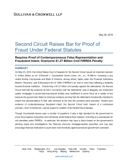 Second Circuit Raises Bar for Proof of Fraud Under Federal Statutes