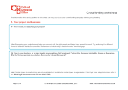 Crowdfunding worksheet - Cultural Enterprise Office