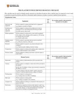 Pre-placement due diligence checklist
