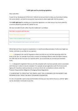 Traffic light tool for prioritising legislation Dear subscriber, As part of