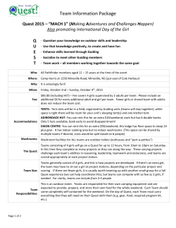Team Information Package Quest 2015 &ndash; &ldquo;MACH 1&rdquo; (Making A