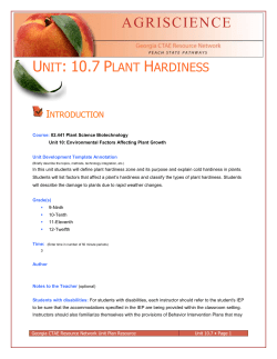 Unit 10.7 Plant Hardiness