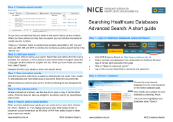 Searching Healthcare Databases Advanced Search: A short