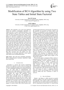 Modification of RC4 Algorithm by using Two State Tables and Initial