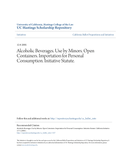 Alcoholic Beverages. Use by Minors. Open Containers. Importation