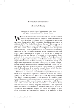 Postcolonial Remains - Rethinking Literary Theory, Method