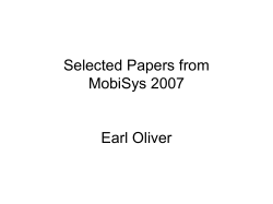 MobiSys 2007 - Earl Oliver