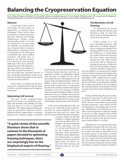 Balancing the Cryopreservation Equation