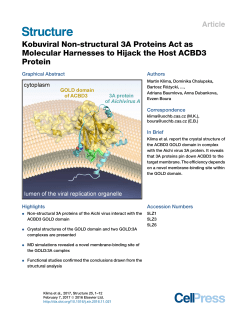 Kobuviral Non-structural 3A Proteins Act as Molecular Harnesses to
