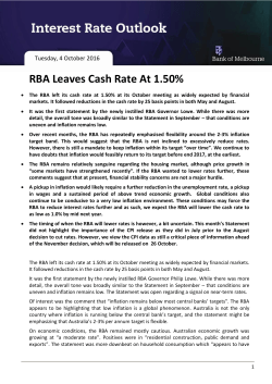 RBA Leaves Cash Rate At 1.50%