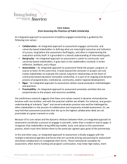 Core Values from Assessing the Practices of