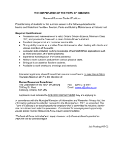 THE CORPORATION OF THE TOWN OF COBOURG Seasonal