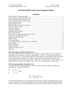 Equation Editor Shortcut Commands