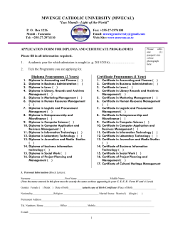 Application Form - Mwenge Catholic University