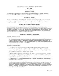 Bylaws - Museum Council of Greater Philadelphia