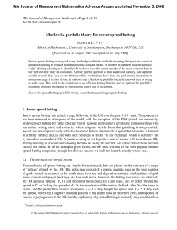 Markowitz portfolio theory for soccer spread betting