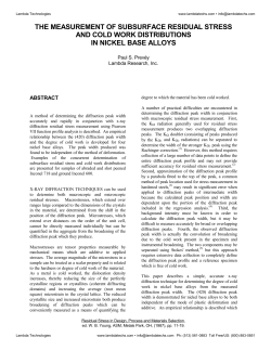 The Measurement of Subsurface Residual Stress and Cold Work