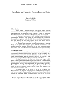 Harry Potter and Humanity: Choices, Love, and