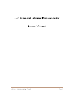 Informed Decision Making Manual - Regional Centers for Workforce