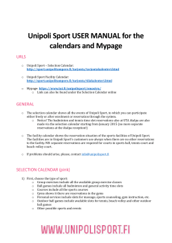 Unipoli Sport USER MANUAL for the calendars and Mypage
