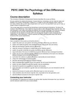 PSYC 2400 The Psychology of Sex Differences Syllabus