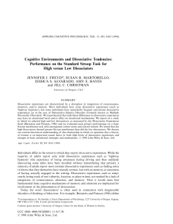 Cognitive Environments and Dissociative Tendencies