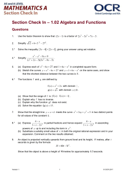 Section check in - 1.02 Algebra and functions