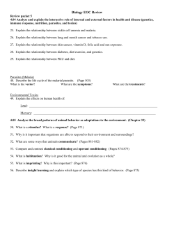 Biology EOC Review Review packet 5 4.04 Analyze and explain the