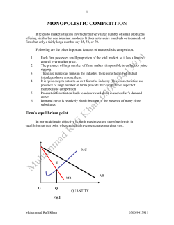 MONOPOLISTIC COMPETITION