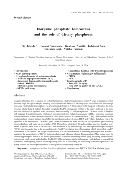 Inorganic phosphate homeostasis and the role of dietary phosphorus
