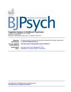 Cognitive Factors in Childhood Psychoses