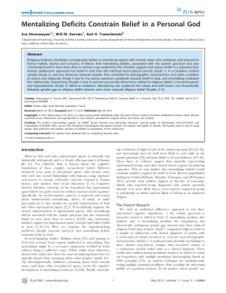 Mentalizing Deficits Constrain Belief in a Personal God