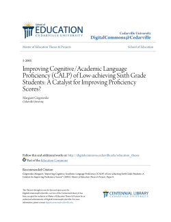 Improving Cognitive/Academic Language Proficiency (CALP) of Low