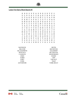 Lower Fort Garry Word Search #1 BANNOCK BEAVER