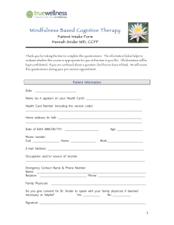 Mindfulness Based Cognitive Therapy