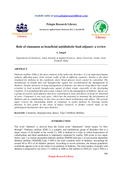 Role of cinnamon as beneficial antidiabetic food adjunct: a review