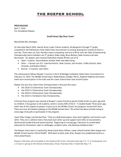 PRESS RELEASE April 7, 2016 For Immediate Release Small