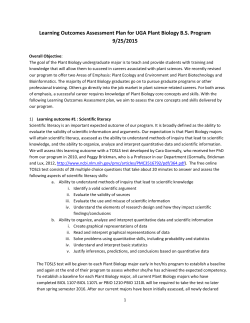 Learning Outcomes Assessment Plan for UGA Plant Biology B.S.