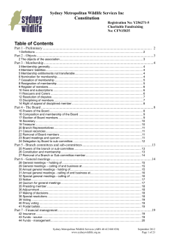 Constitution of Sydney Metropolitan Wildlife Services Inc