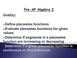 Piecewise Functions - Northwest ISD Moodle