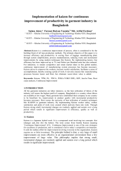 Implementation of kaizen for continuous improvement of productivity