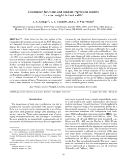Covariance functions and random regression models for cow weight