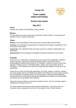 Team Leader Infant and Family Team &ndash; May 2017