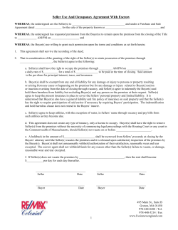 Use And Occupancy Agreement